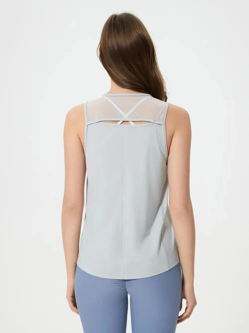 Millennia Cutout Back Round Neck Active Tank - ShalayeFashion