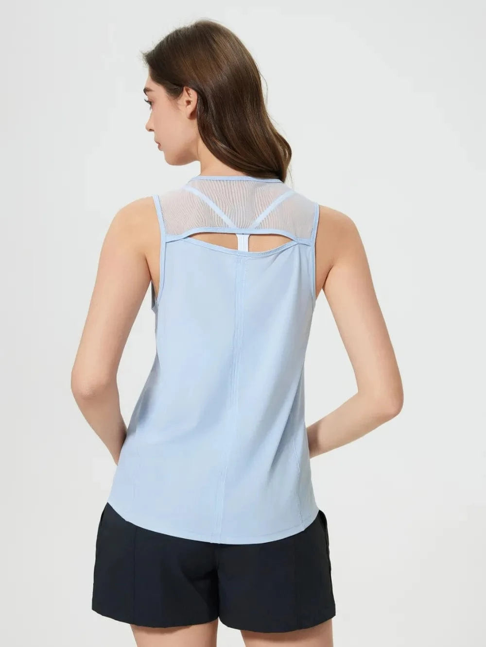 Millennia Cutout Back Round Neck Active Tank - ShalayeFashion