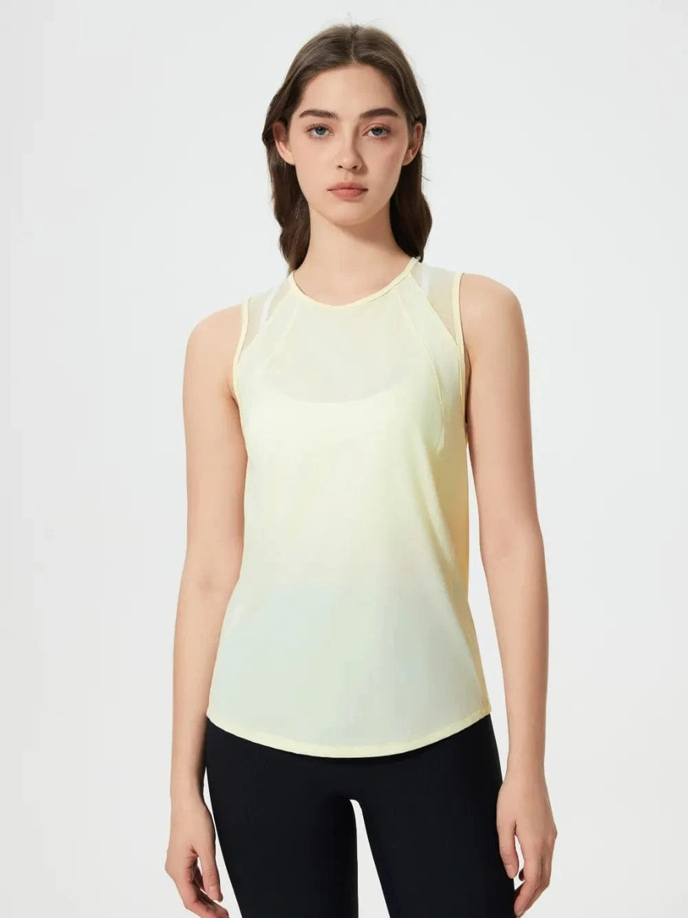 Millennia Cutout Back Round Neck Active Tank - ShalayeFashion
