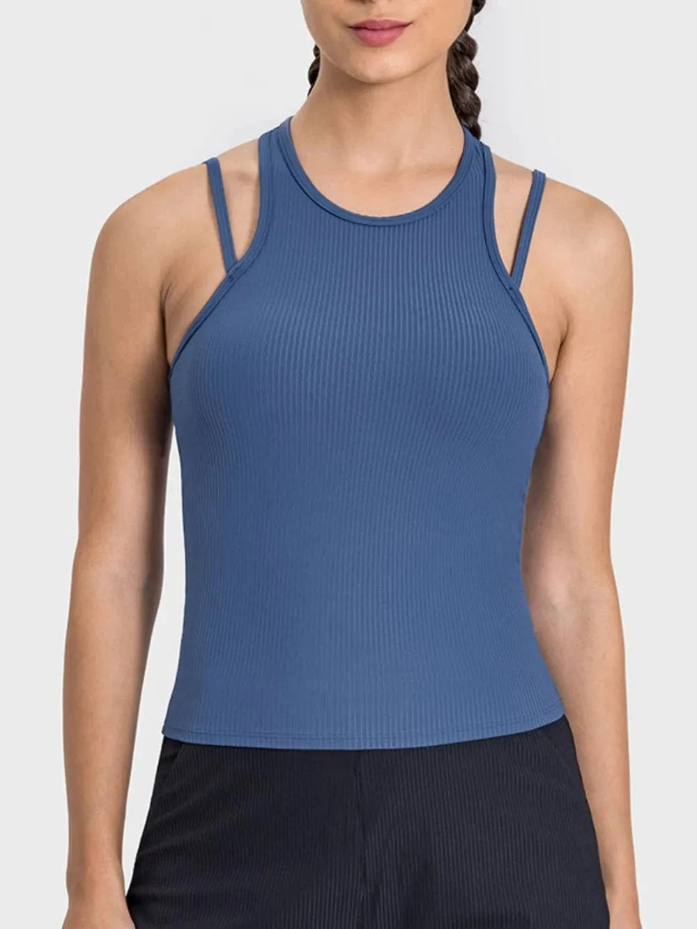 Millennia Cutout Round Neck Racerback Active Tank - ShalayeFashion