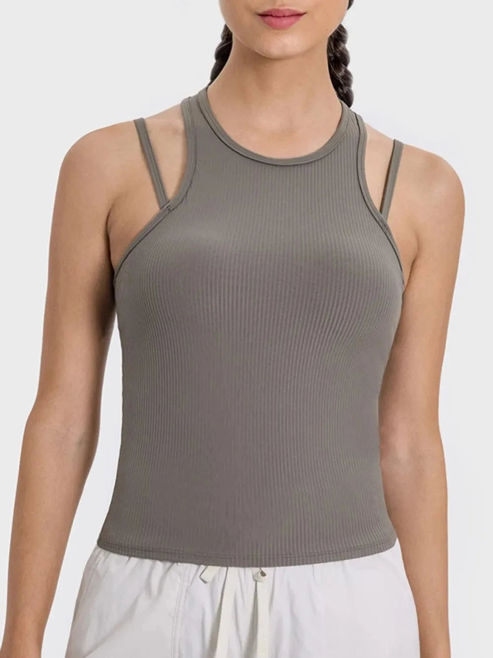 Millennia Cutout Round Neck Racerback Active Tank - ShalayeFashion