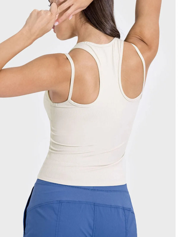 Millennia Cutout Round Neck Racerback Active Tank - ShalayeFashion