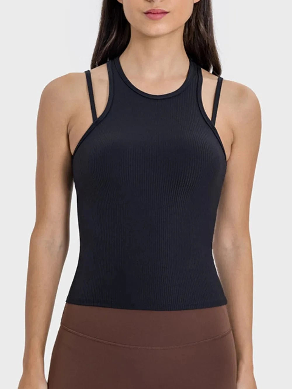Millennia Cutout Round Neck Racerback Active Tank - ShalayeFashion
