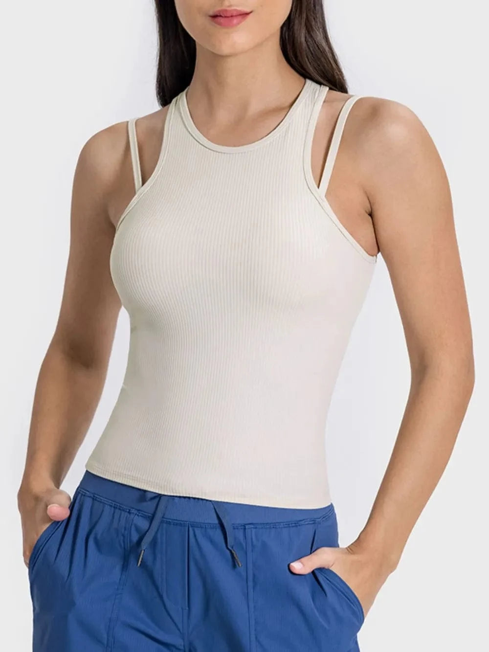 Millennia Cutout Round Neck Racerback Active Tank - ShalayeFashion