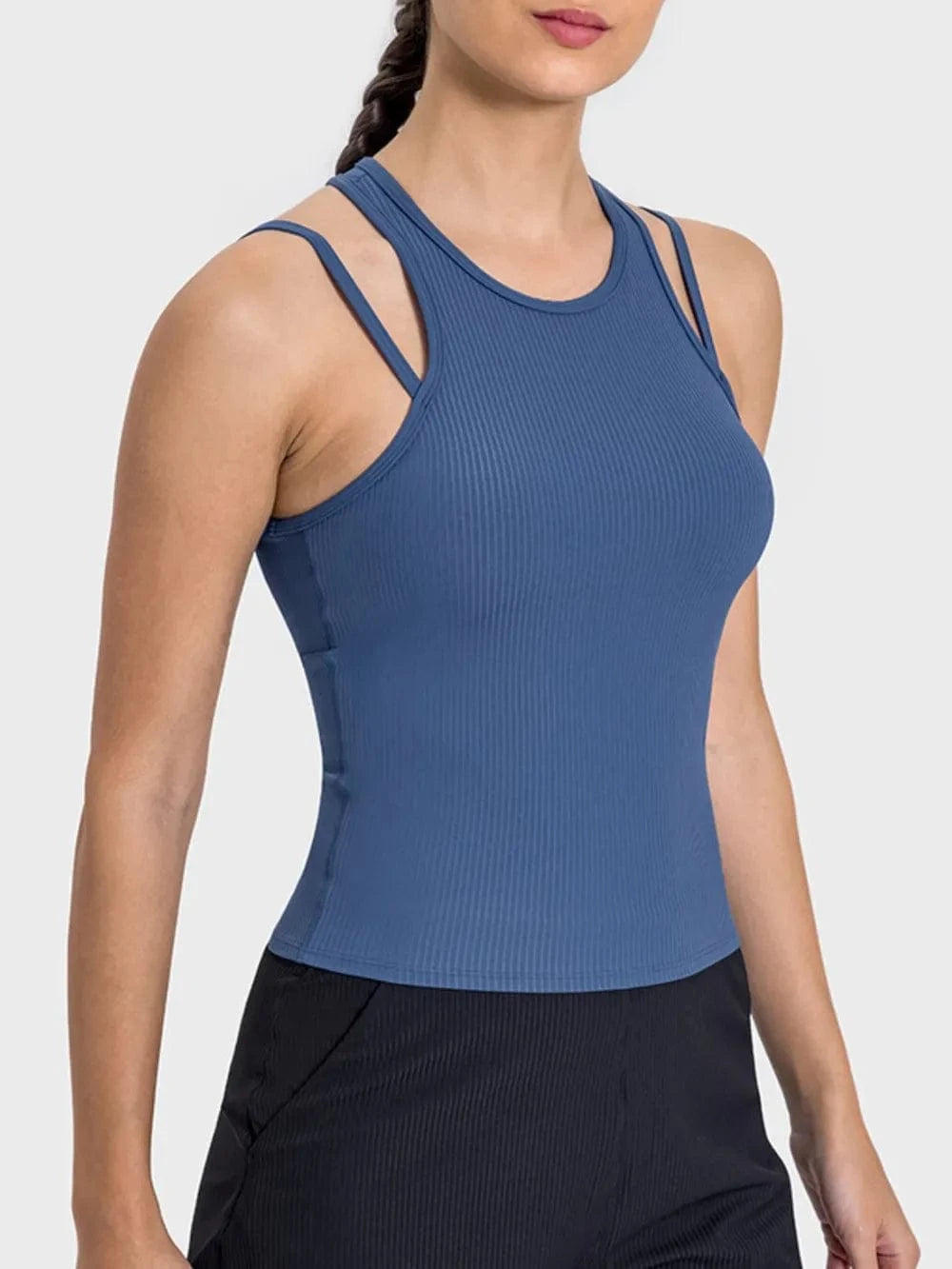 Millennia Cutout Round Neck Racerback Active Tank - ShalayeFashion