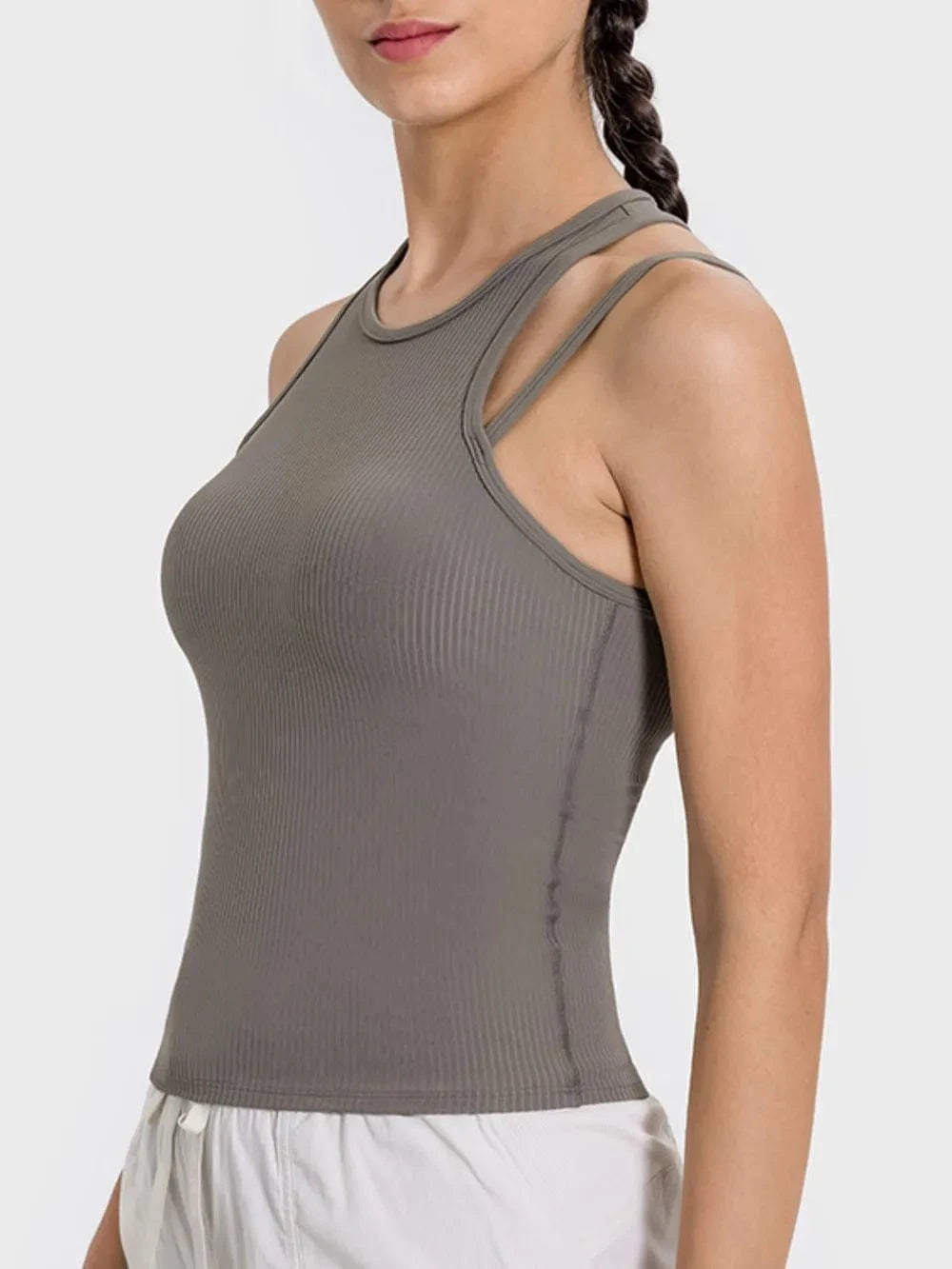 Millennia Cutout Round Neck Racerback Active Tank - ShalayeFashion
