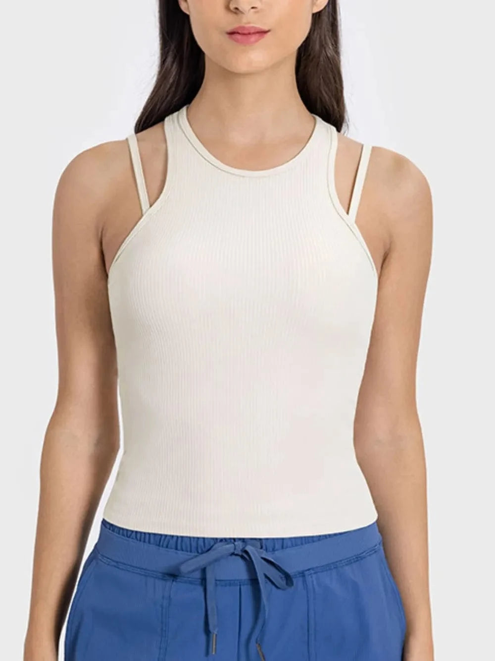 Millennia Cutout Round Neck Racerback Active Tank - ShalayeFashion