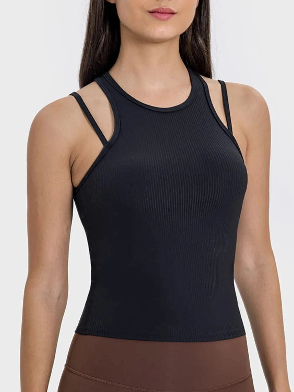 Millennia Cutout Round Neck Racerback Active Tank - ShalayeFashion