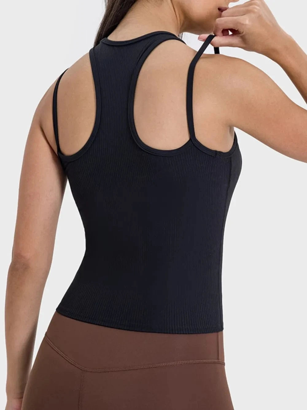 Millennia Cutout Round Neck Racerback Active Tank - ShalayeFashion