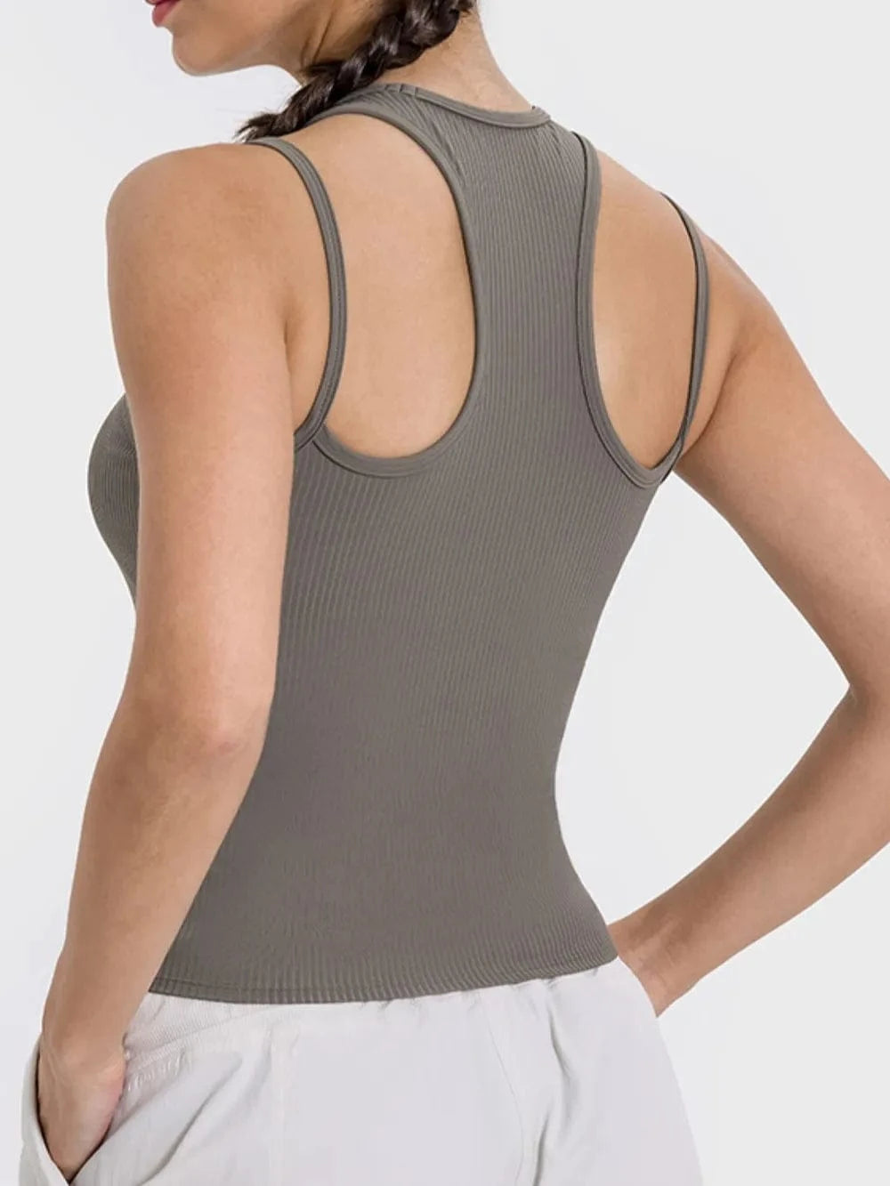Millennia Cutout Round Neck Racerback Active Tank - ShalayeFashion