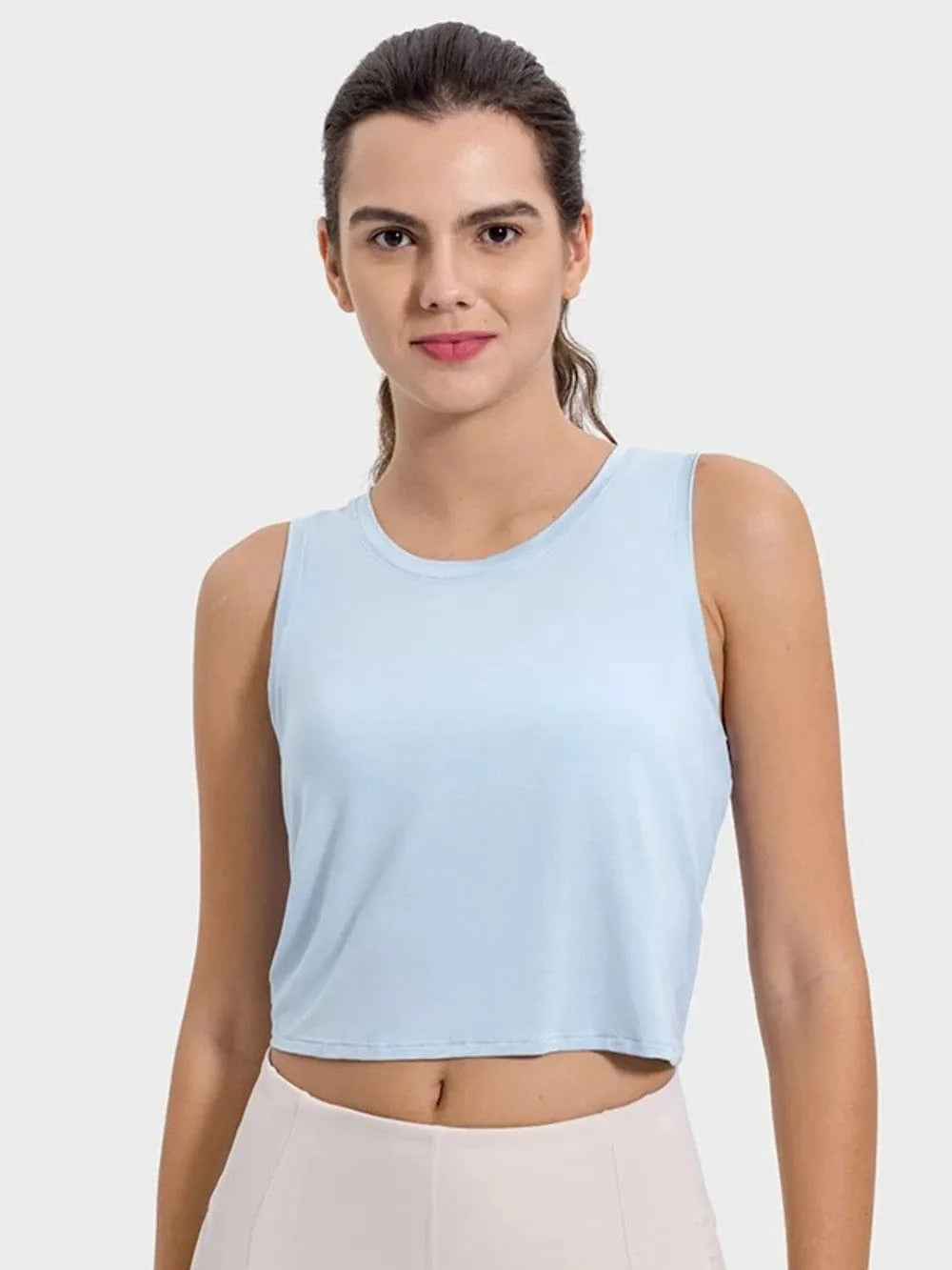 Millennia Drawstring Cutout Round Neck Active Tank - ShalayeFashion
