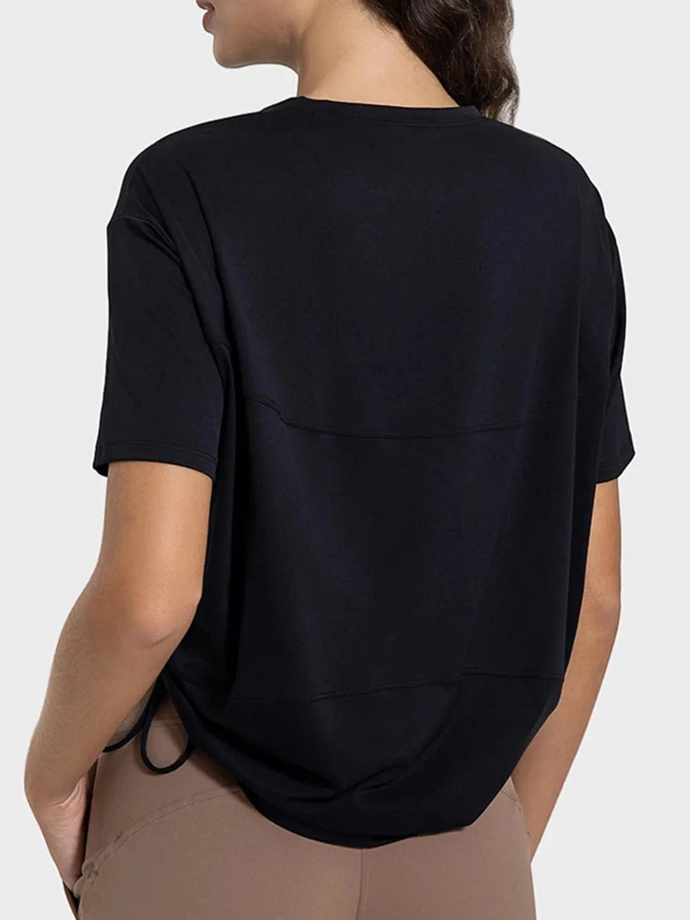 Millennia Drawstring Round Neck Short Sleeve Active T-Shirt - ShalayeFashion