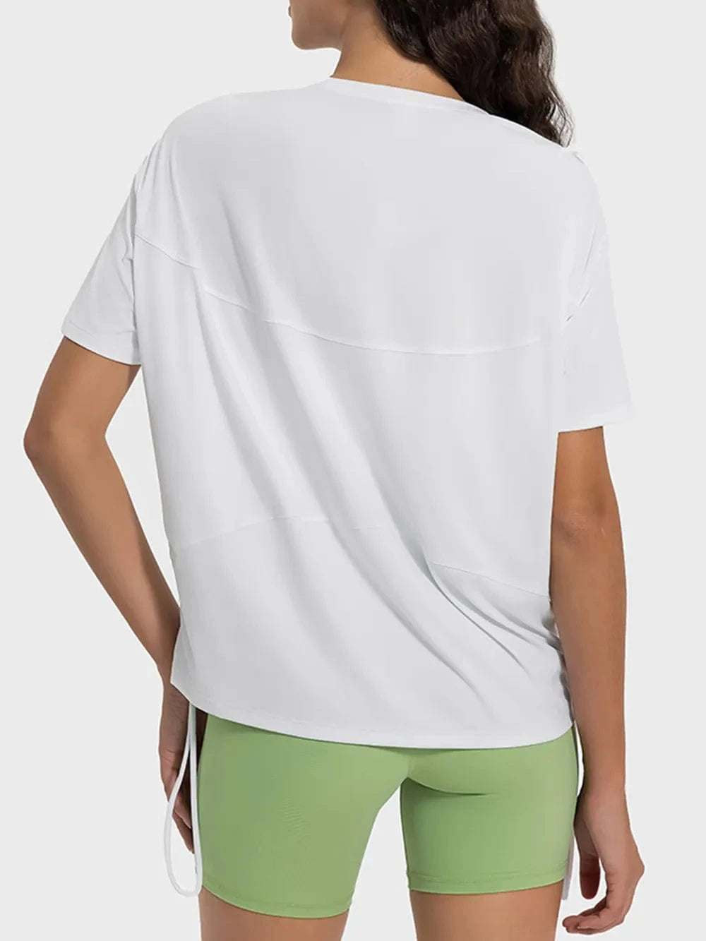Millennia Drawstring Round Neck Short Sleeve Active T-Shirt - ShalayeFashion