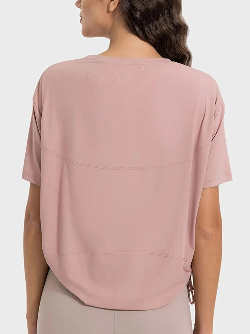 Millennia Drawstring Round Neck Short Sleeve Active T-Shirt - ShalayeFashion