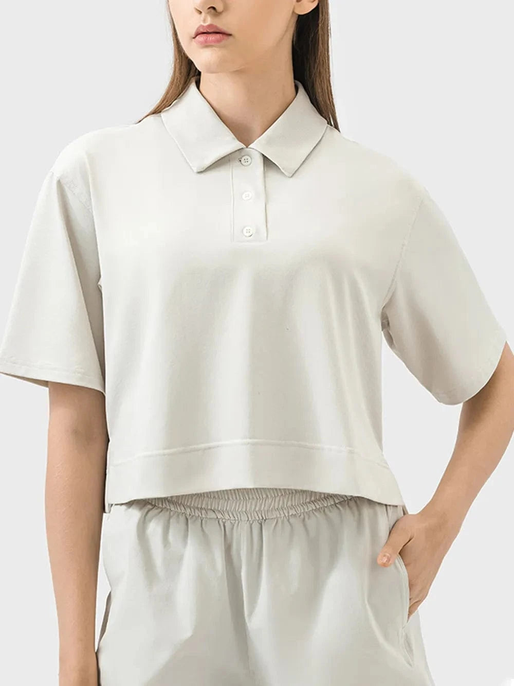 Millennia Half Button Short Sleeve Active T-Shirt - ShalayeFashion