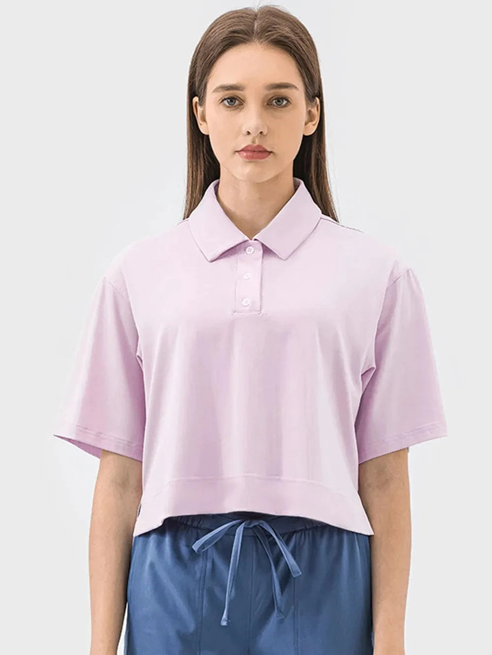 Millennia Half Button Short Sleeve Active T-Shirt - ShalayeFashion