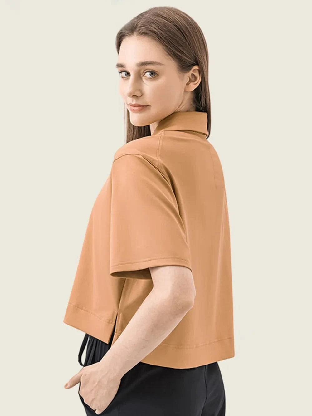Millennia Half Button Short Sleeve Active T-Shirt - ShalayeFashion
