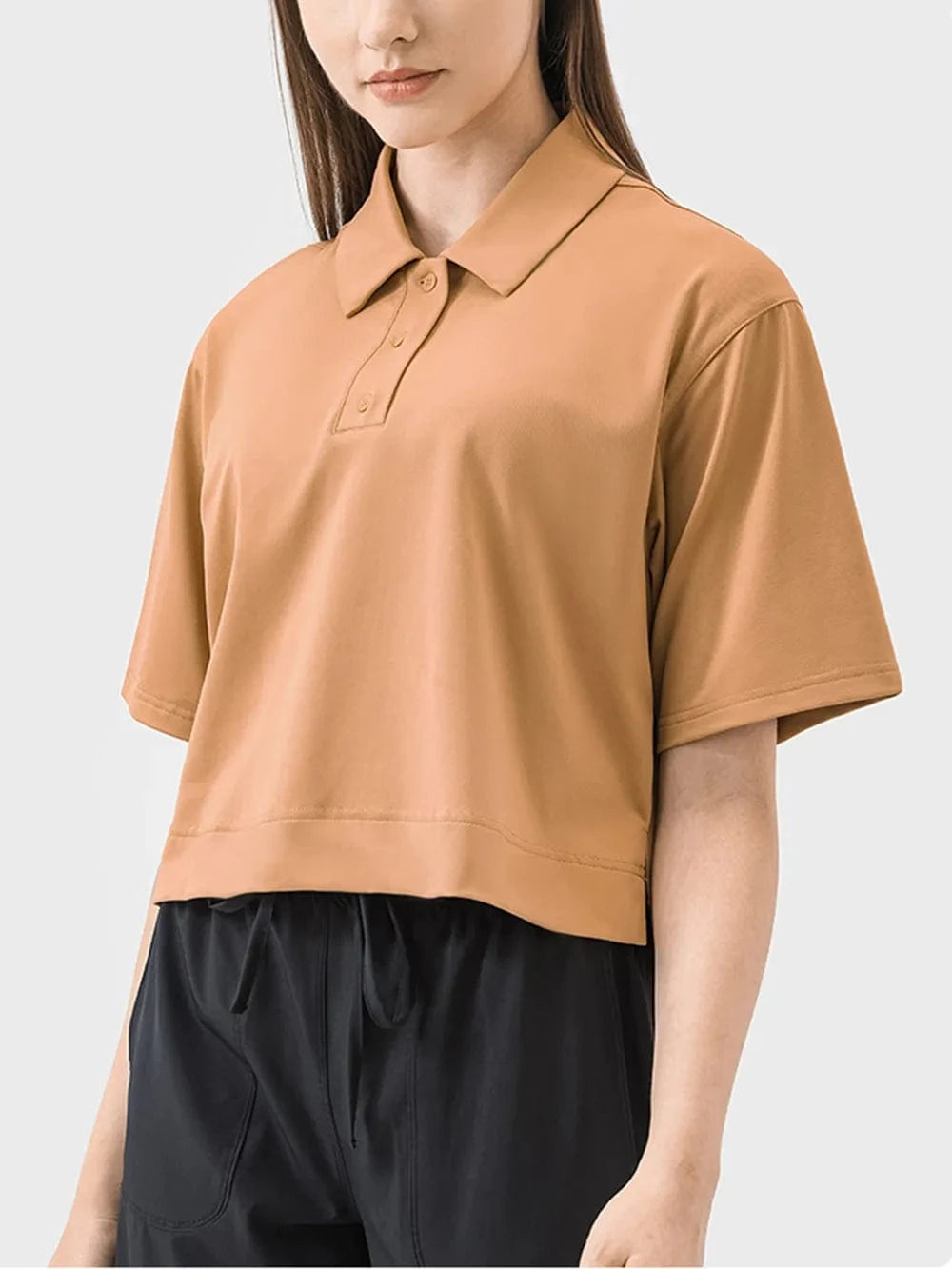 Millennia Half Button Short Sleeve Active T-Shirt - ShalayeFashion
