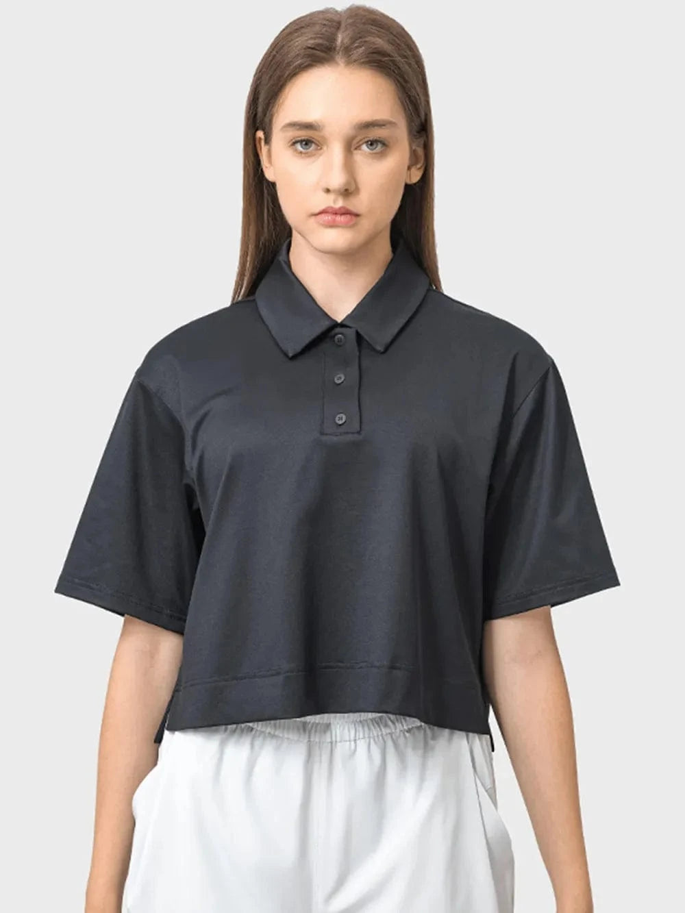 Millennia Half Button Short Sleeve Active T-Shirt - ShalayeFashion