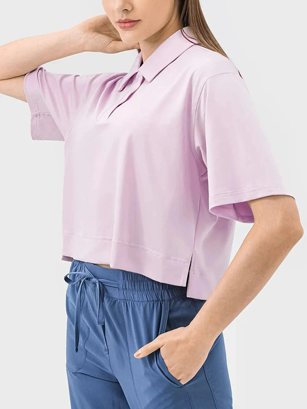 Millennia Half Button Short Sleeve Active T-Shirt - ShalayeFashion
