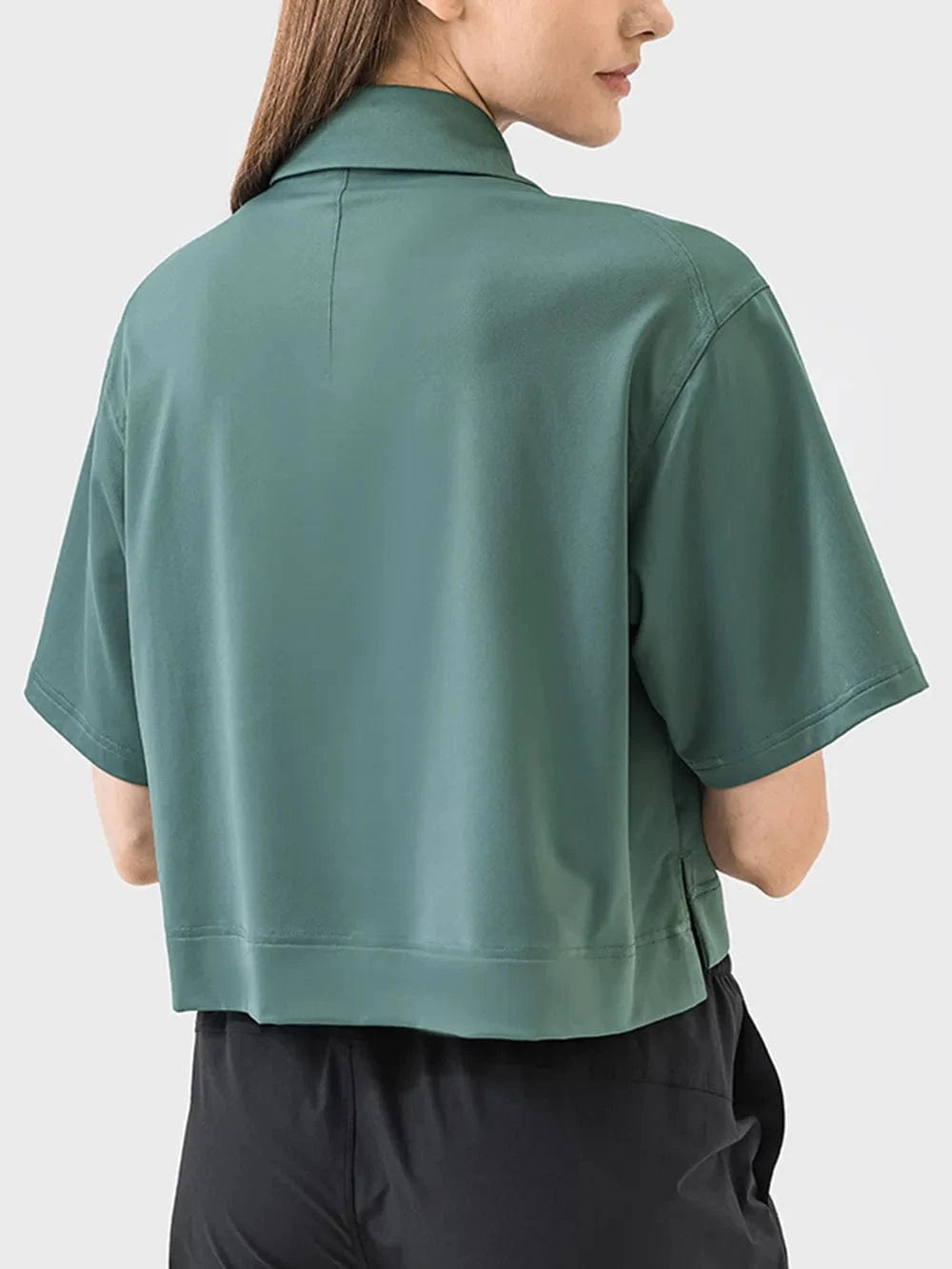 Millennia Half Button Short Sleeve Active T-Shirt - ShalayeFashion