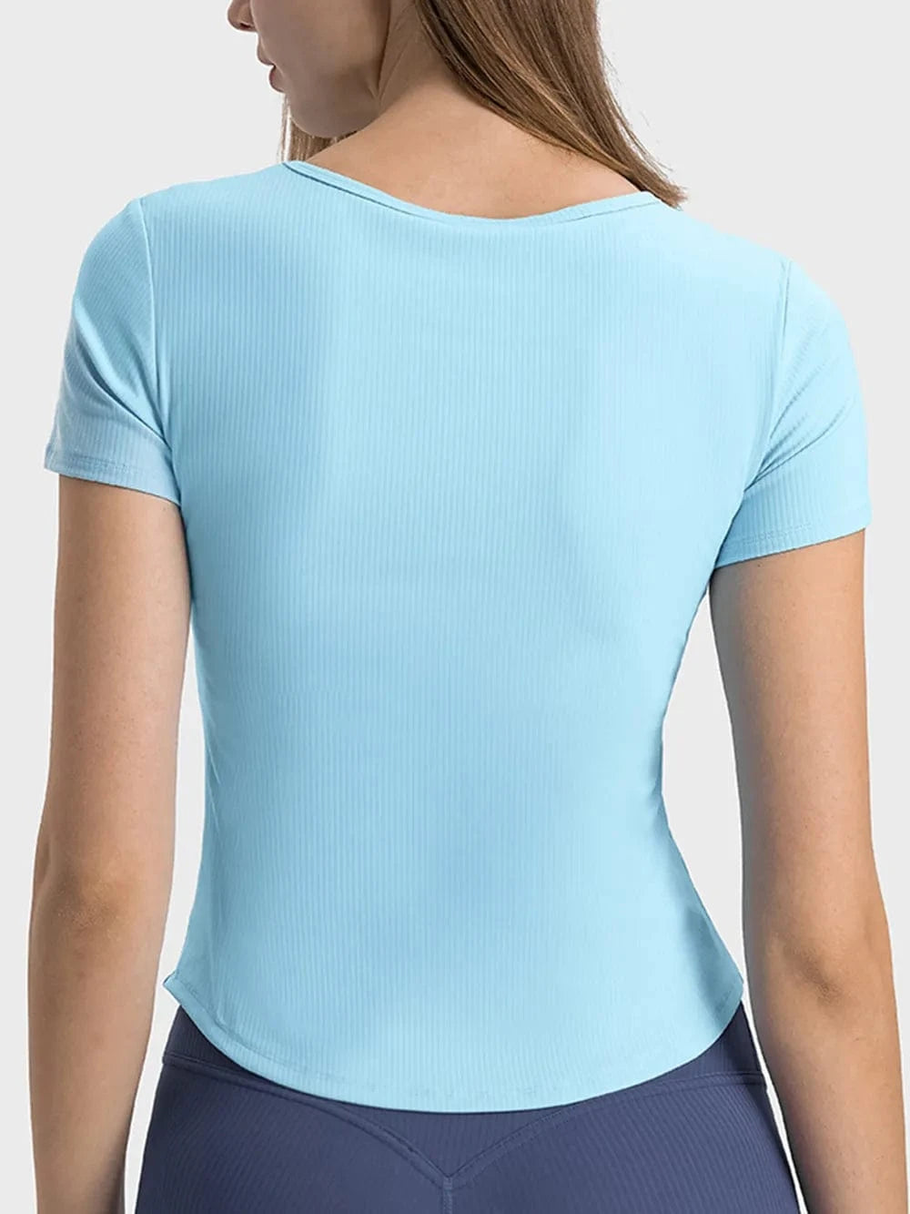 Millennia Notched Short Sleeve Active T-Shirt - ShalayeFashion