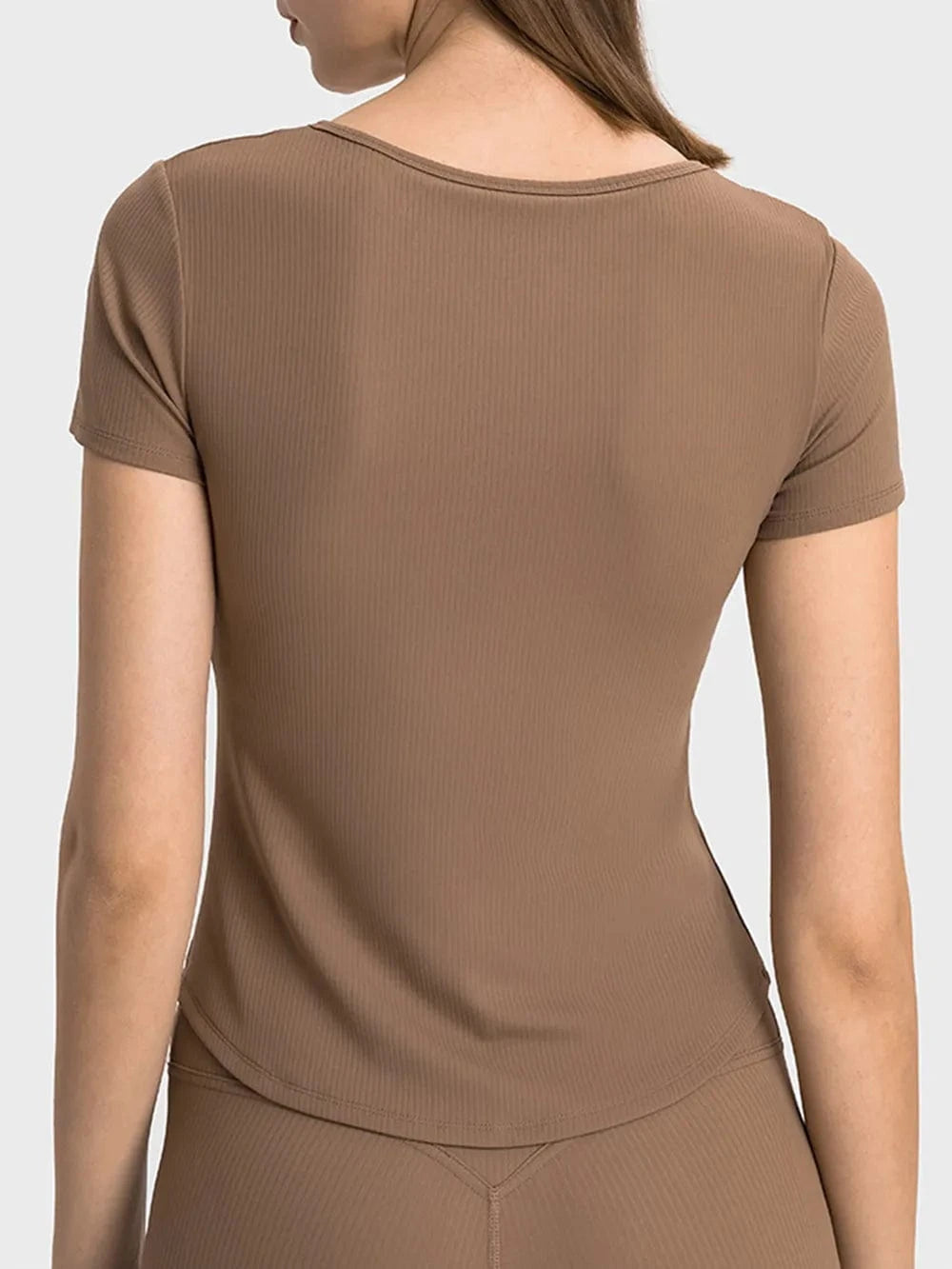 Millennia Notched Short Sleeve Active T-Shirt - ShalayeFashion