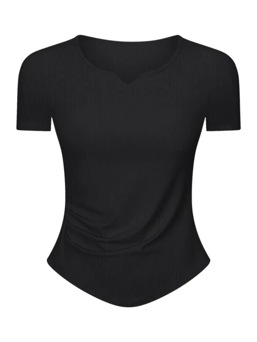 Millennia Notched Short Sleeve Active T-Shirt - ShalayeFashion