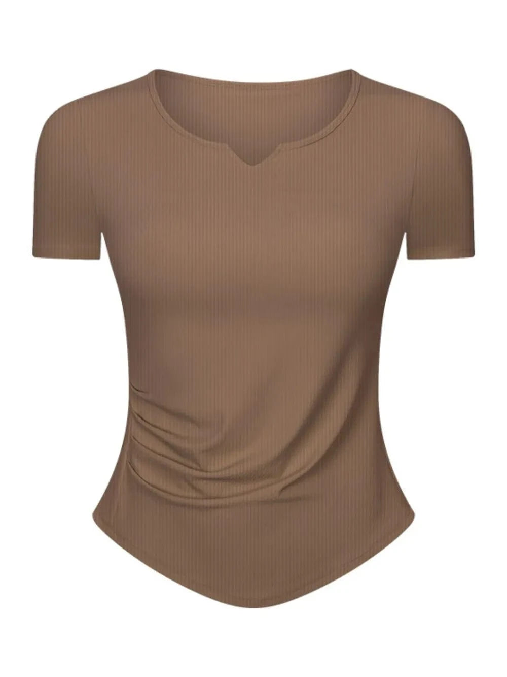 Millennia Notched Short Sleeve Active T-Shirt - ShalayeFashion