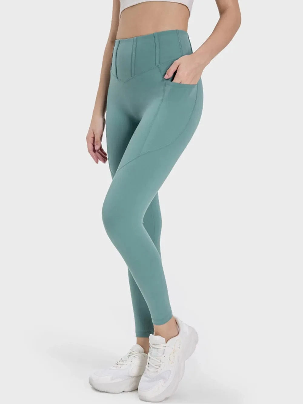 Millennia Pocketed High Waist Active Leggings - ShalayeFashion