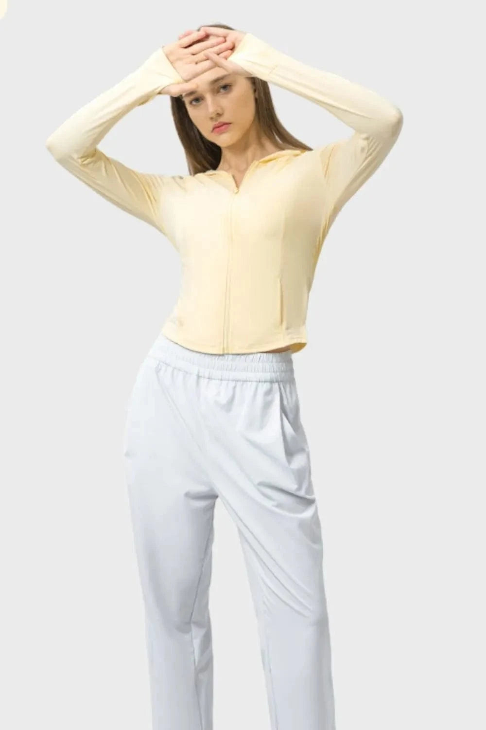 Millennia Pocketed Zip Up Hooded Long Sleeve Active Outerwear - ShalayeFashion
