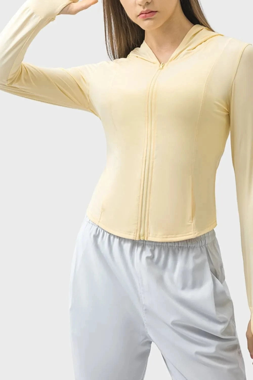 Millennia Pocketed Zip Up Hooded Long Sleeve Active Outerwear - ShalayeFashion
