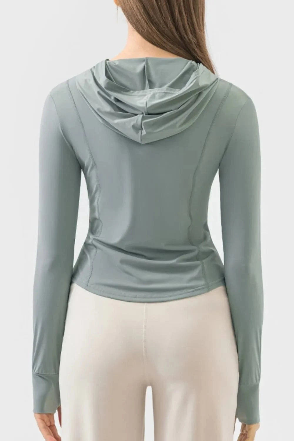 Millennia Pocketed Zip Up Hooded Long Sleeve Active Outerwear - ShalayeFashion