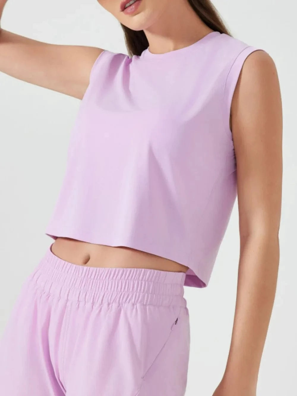 Millennia Round Neck Cropped Active Tank - ShalayeFashion