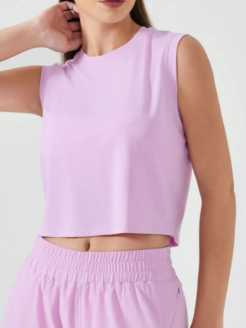 Millennia Round Neck Cropped Active Tank - ShalayeFashion