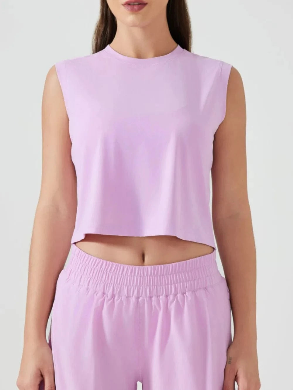 Millennia Round Neck Cropped Active Tank - ShalayeFashion