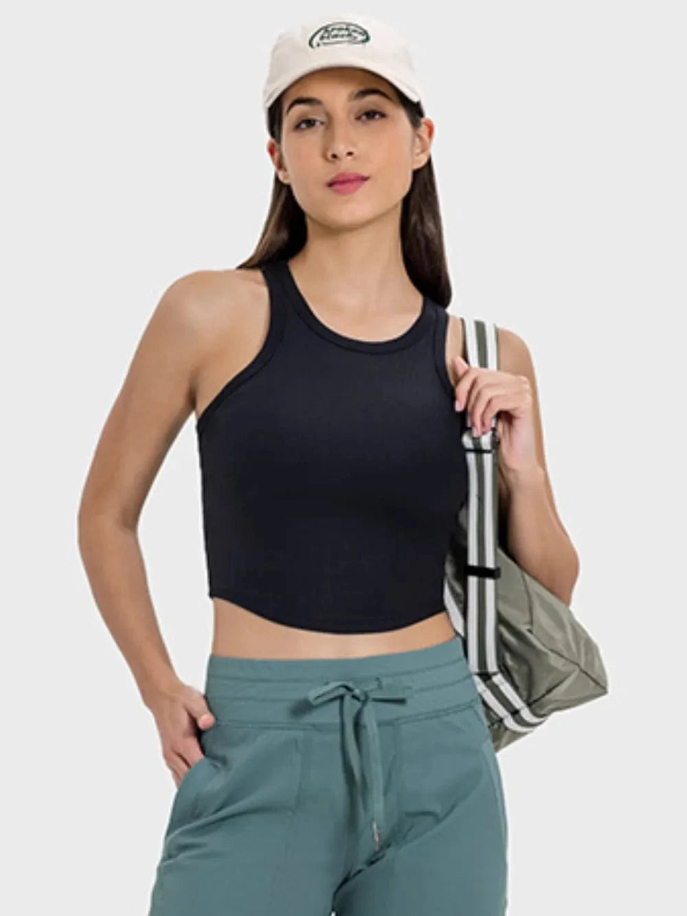 Millennia Round Neck Racerback Active Tank - ShalayeFashion