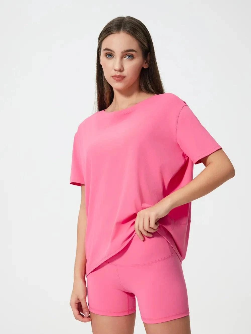 Millennia Round Neck Short Sleeve Active T-Shirt - ShalayeFashion