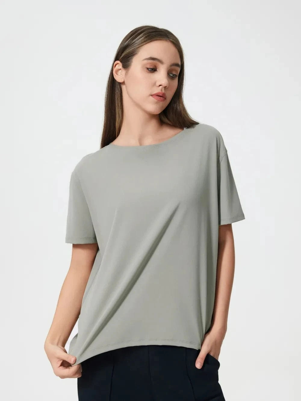 Millennia Round Neck Short Sleeve Active T-Shirt - ShalayeFashion