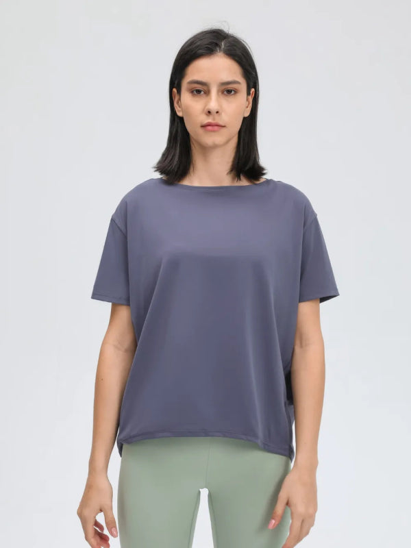 Millennia Round Neck Short Sleeve Active T-Shirt - ShalayeFashion