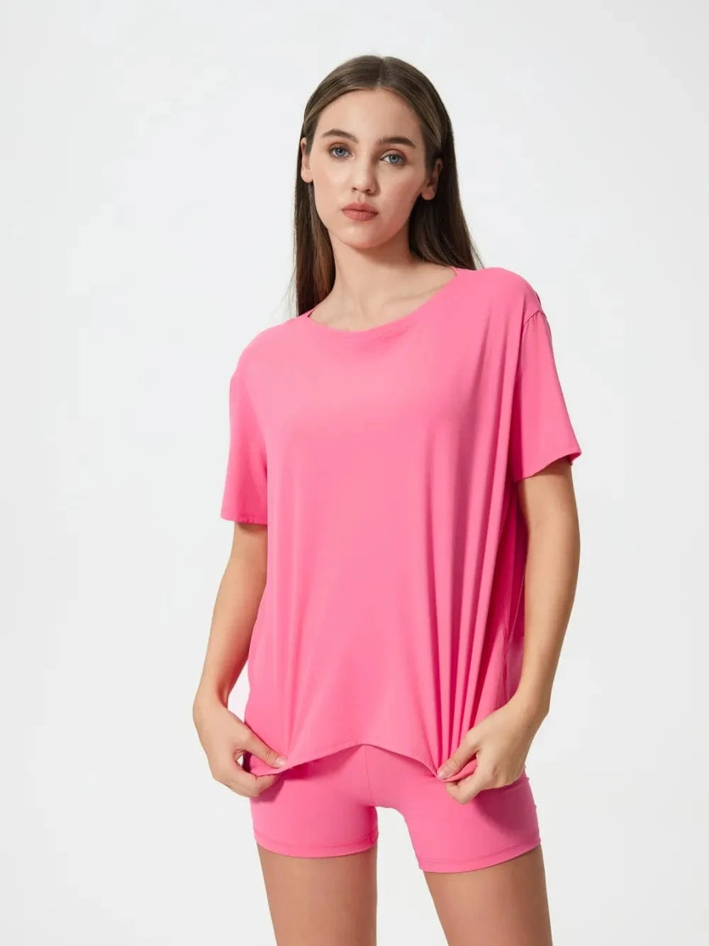 Millennia Round Neck Short Sleeve Active T-Shirt - ShalayeFashion
