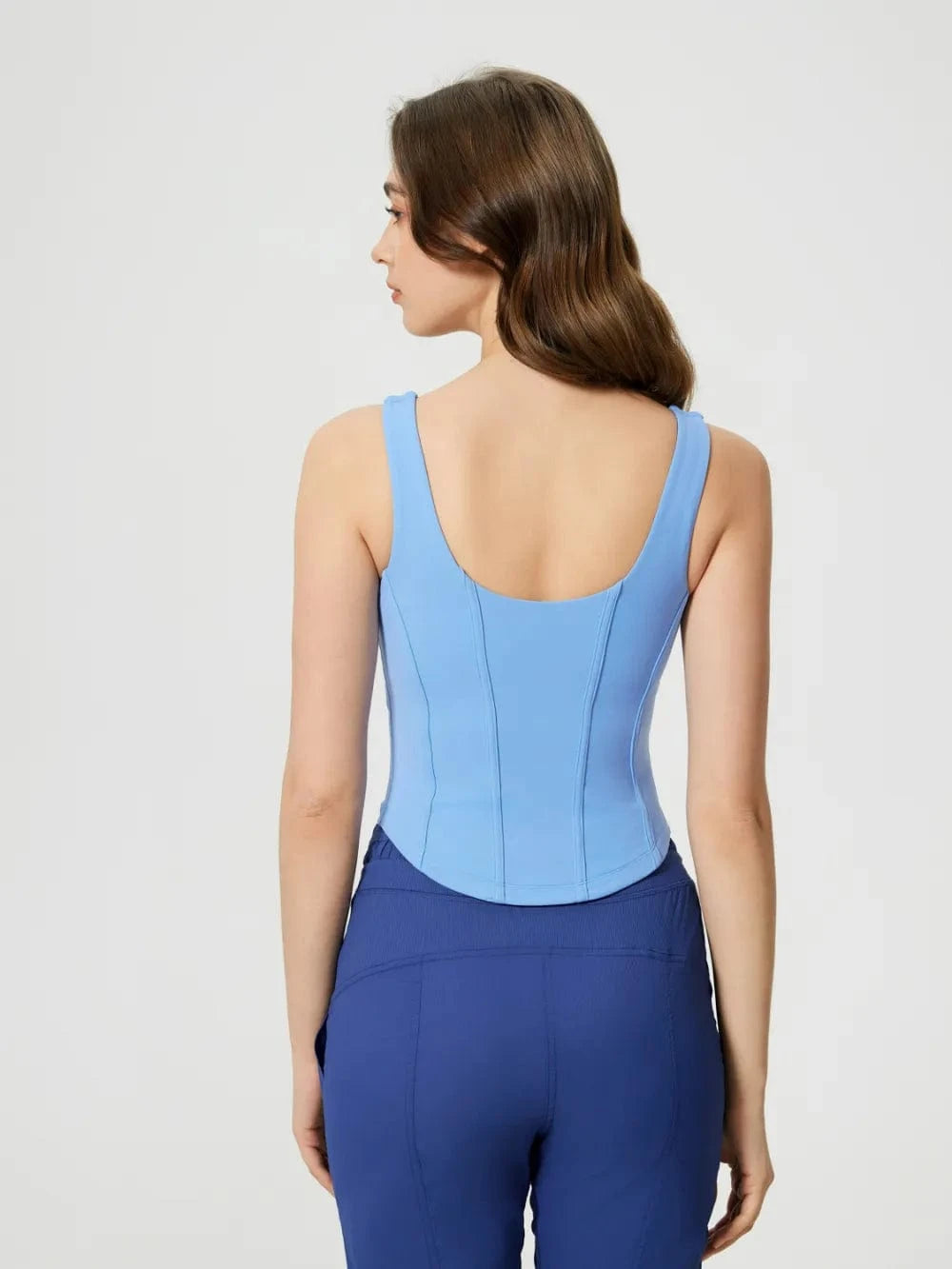 Millennia Round Neck Wide Strap Active Tank with Detachable Chest Pads - ShalayeFashion