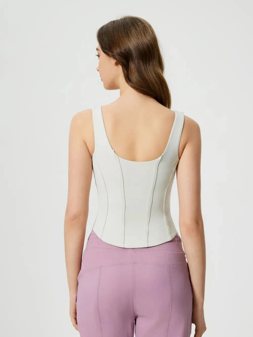 Millennia Round Neck Wide Strap Active Tank with Detachable Chest Pads - ShalayeFashion