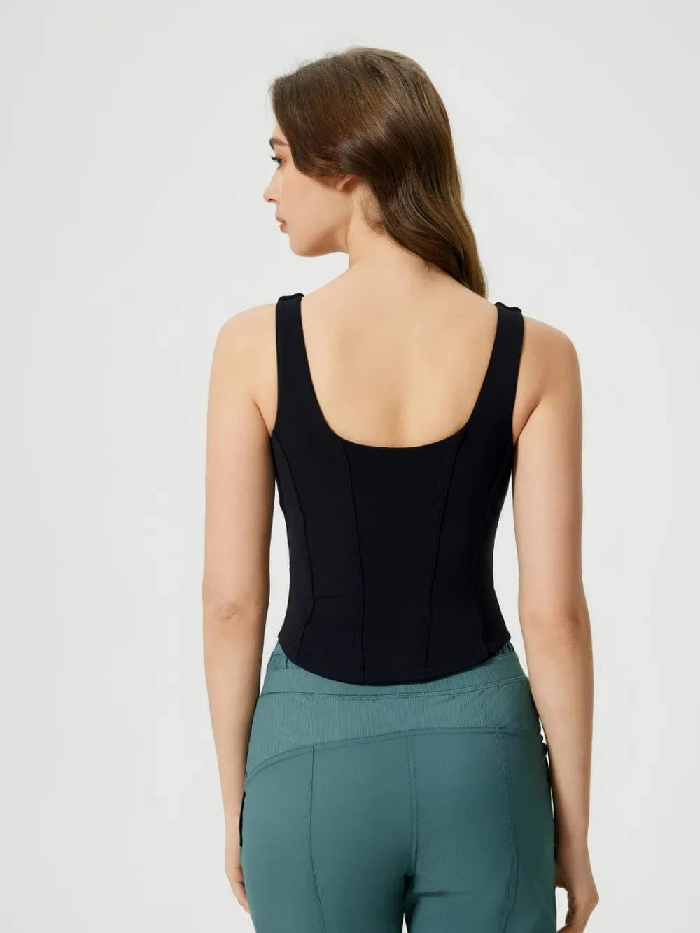 Millennia Round Neck Wide Strap Active Tank with Detachable Chest Pads - ShalayeFashion