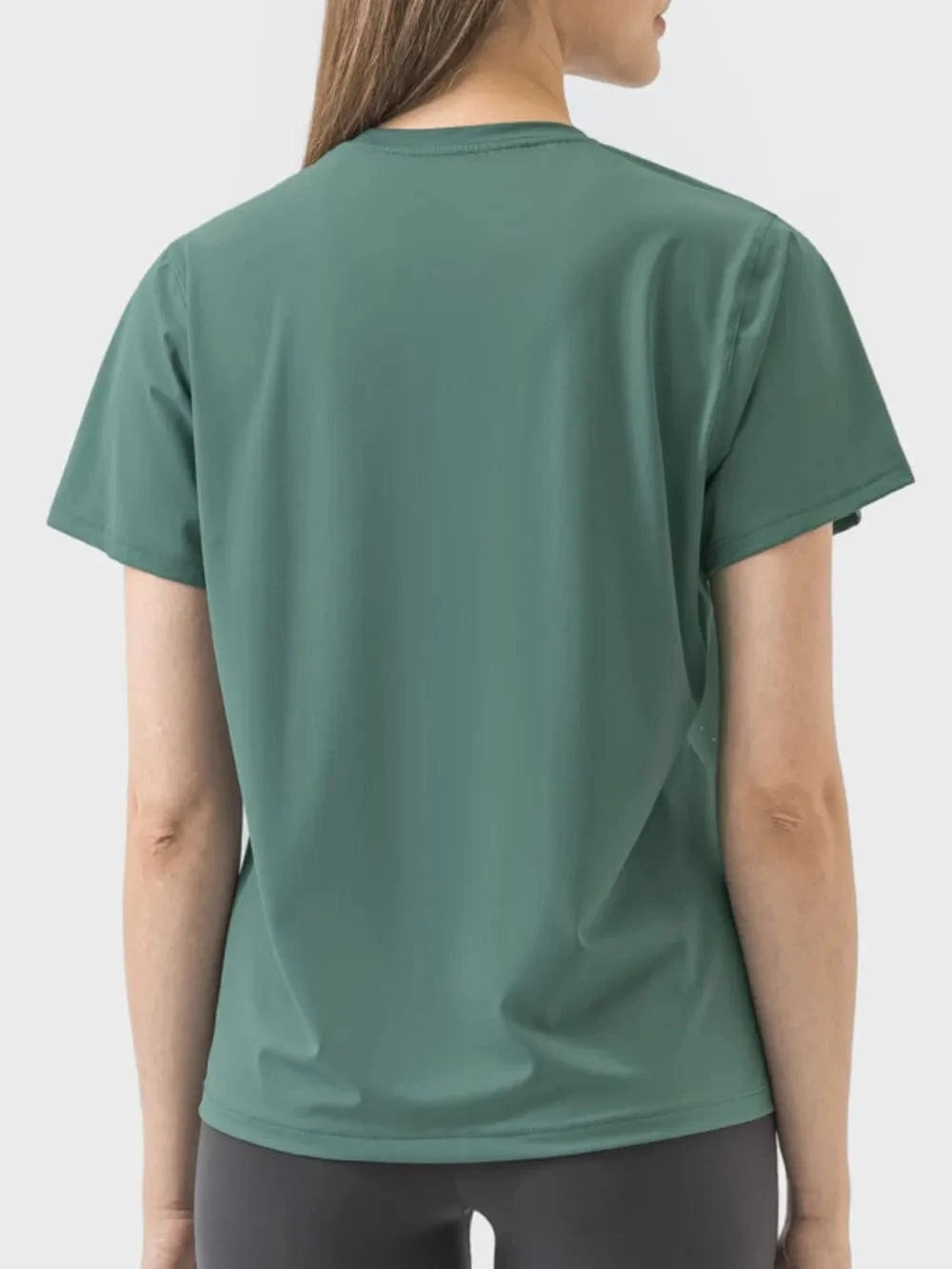 Millennia Slit Round Neck Short Sleeve Active T-Shirt - ShalayeFashion