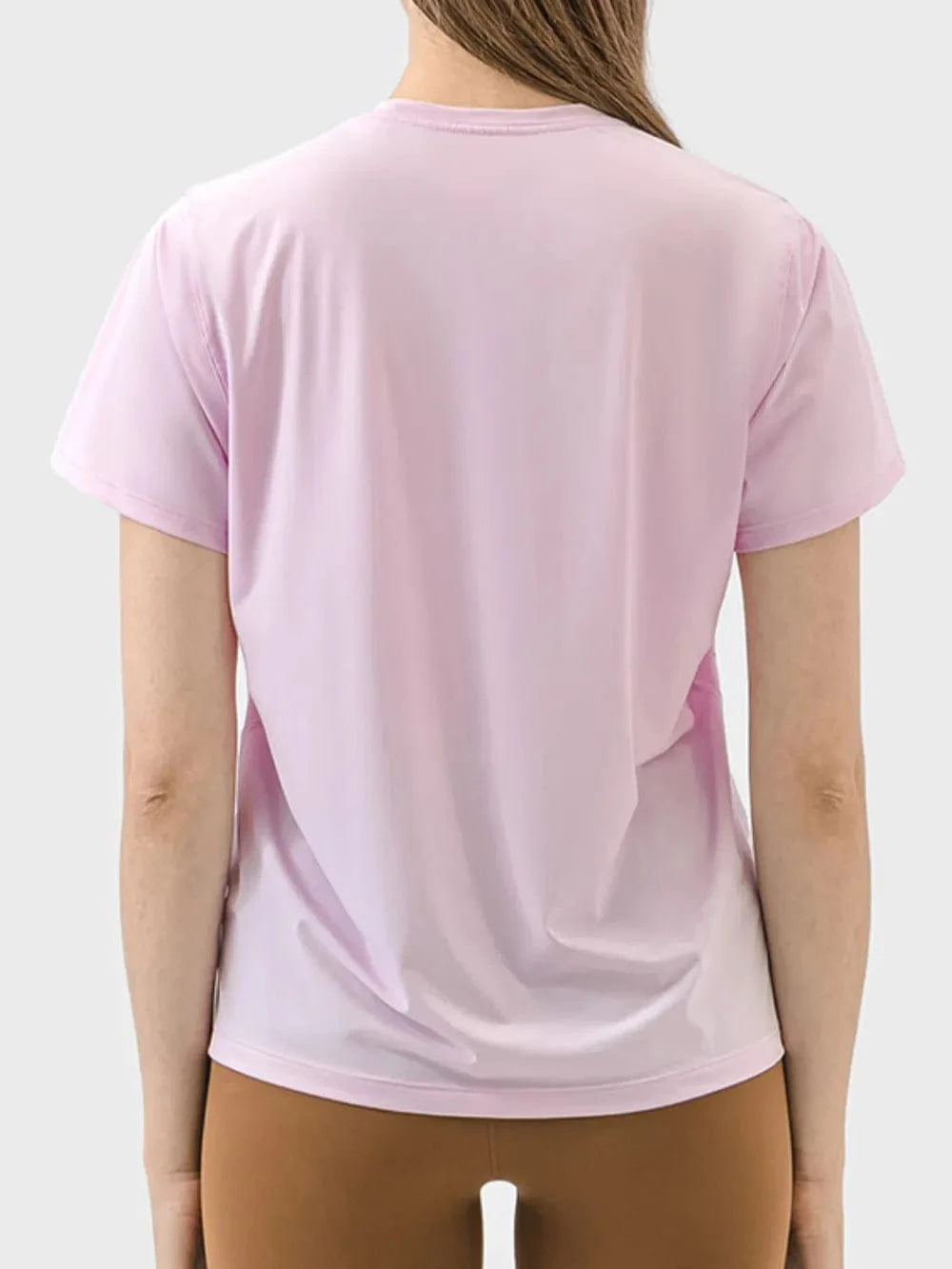 Millennia Slit Round Neck Short Sleeve Active T-Shirt - ShalayeFashion