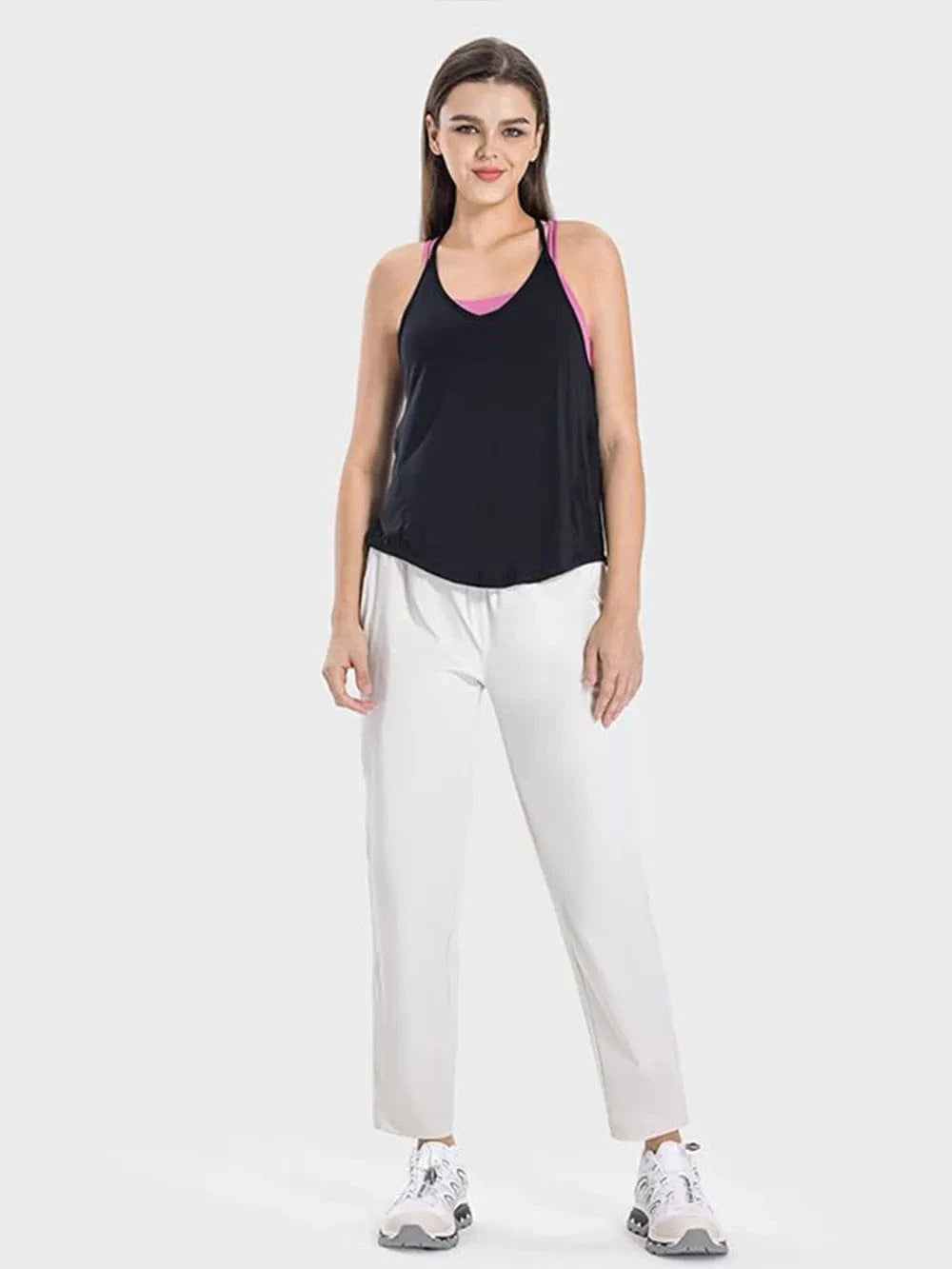Millennia Slit Spaghetti Strap Scoop Neck Active Cami - ShalayeFashion