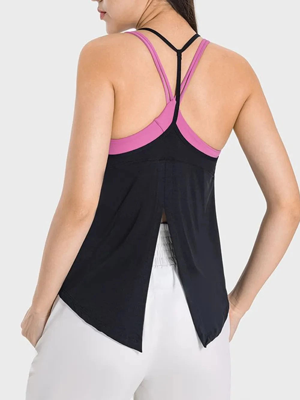 Millennia Slit Spaghetti Strap Scoop Neck Active Cami - ShalayeFashion