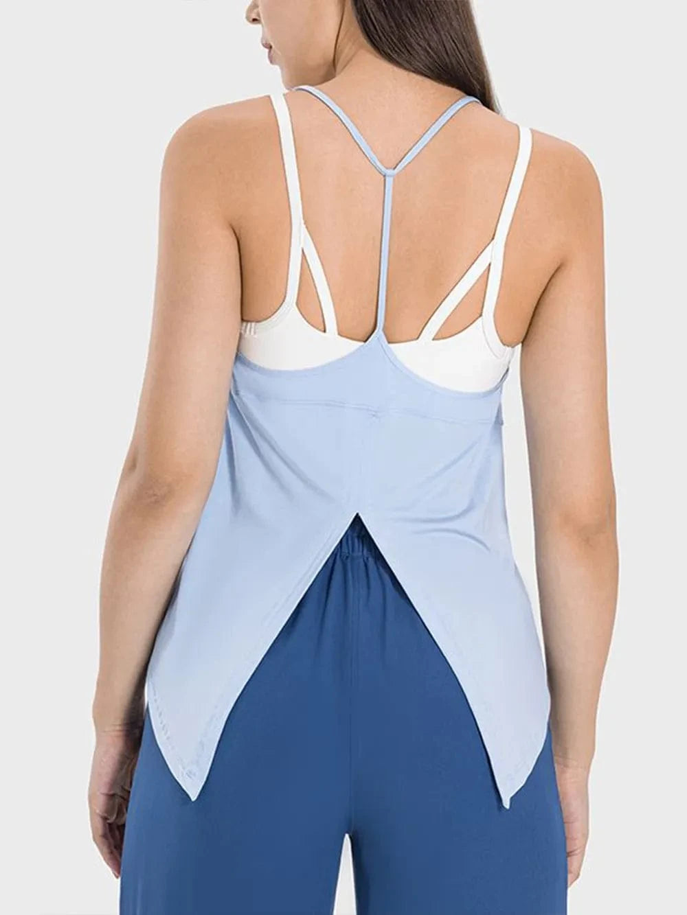 Millennia Slit Spaghetti Strap Scoop Neck Active Cami - ShalayeFashion