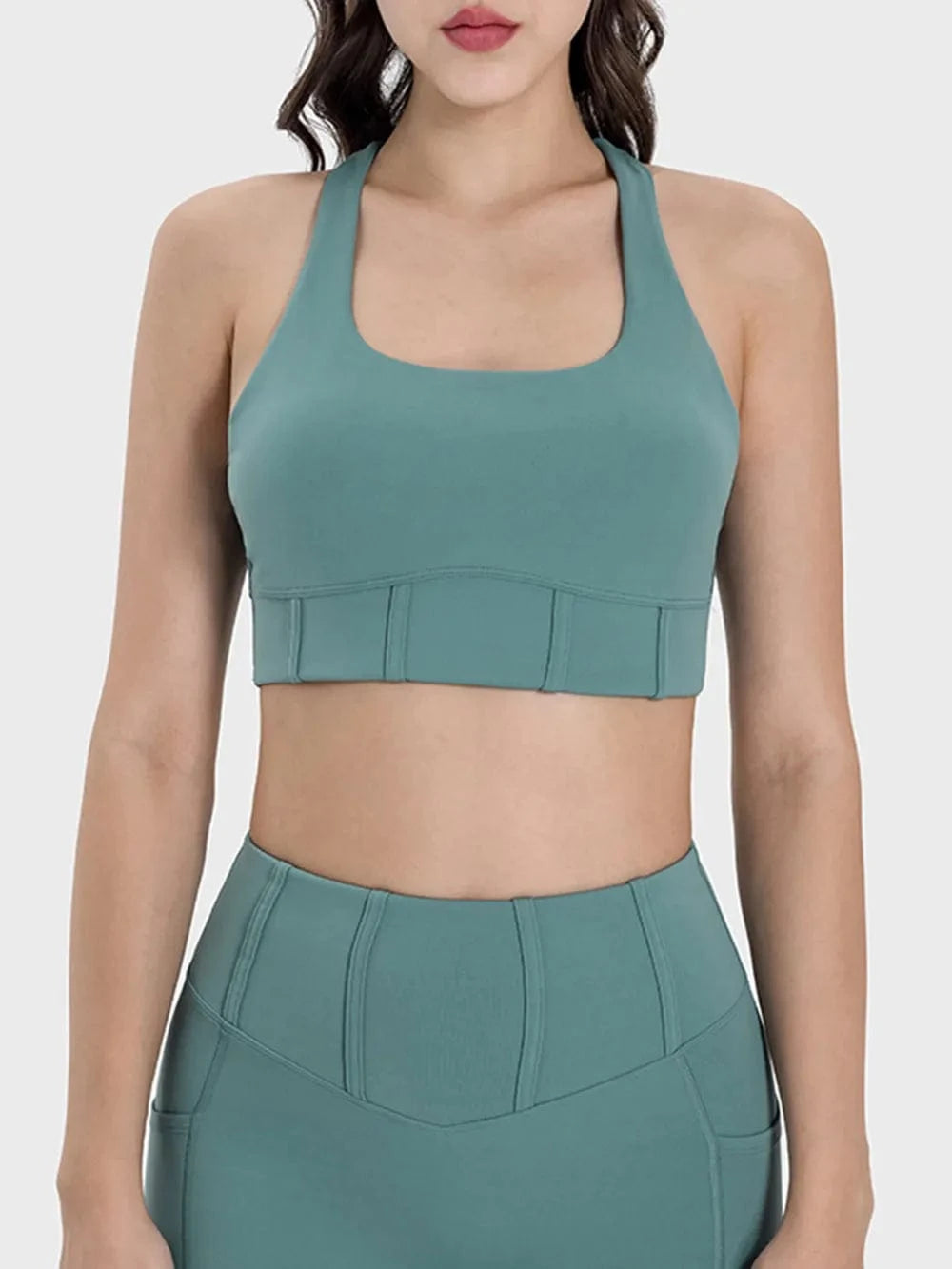 Millennia Square Neck Wide Strap Active Tank - ShalayeFashion
